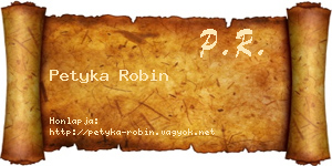 Petyka Robin névjegykártya
